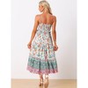 INSPIRE CHIC Women's Summer Spaghetti Strap A-Line Flowy Smocked Midi Boho Floral Sundresses - 3 of 4