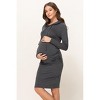 Hello Miz Women's Long Sleeve Side Ruched Maternity Hoodie Dress - 2 of 4