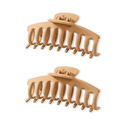 LA Glam Co. Nude 4" Casual Ladies Claw Clips - All Hair - 2-Pack - Tan
