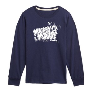 Boys' - Disney - Mickey Mouse Chalk Drawing Long Sleeve Graphic T-Shirt - 1 of 4