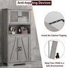 Bathroom Cabinet, Freestanding Floor Linen Storage Cabinet, Kitchen Pantry Storage Cabinet with Glass Doors & Adjustable - 2 of 4