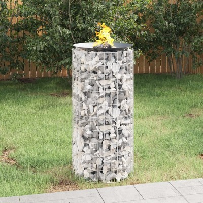vidaXL Gabion Fire Pit 19.7 in. Galvanized Iron