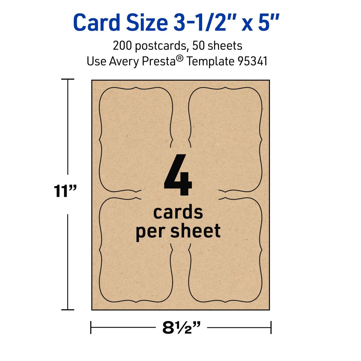 Avery Kraft Brown Postcards, 3-1/2" x 5" Rectangle Flourished Edge - thumbnail 10