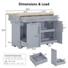 LOVSON 59.3''kitchen island with dual pull-out storage cabinets, rubberwood folding countertop, and power outlets. Suitable for kitchens,dining areas - 3 of 4