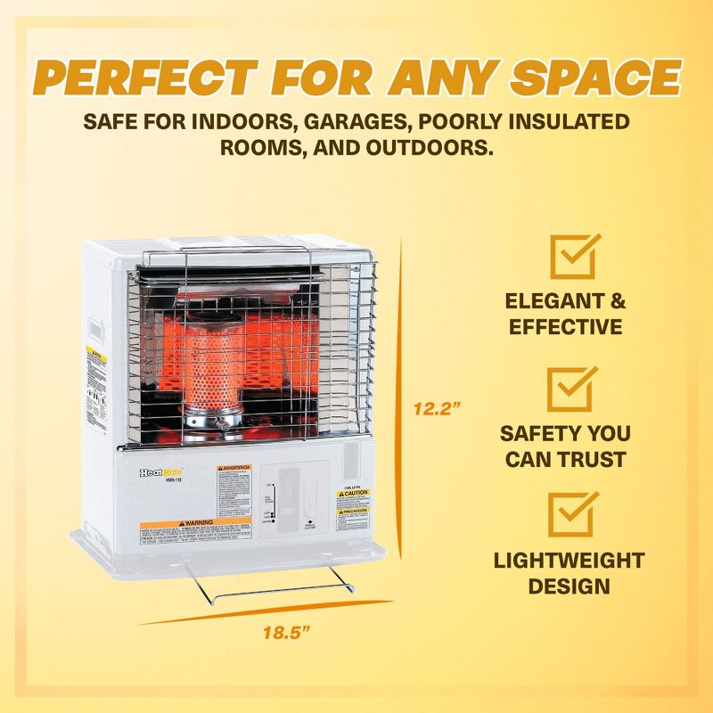 Sengoku KeroHeat Economic Portable Travel Indoor Outdoor Radiant Kerosene Space Heater with Automatic Safety Shut Off, 10,000 BTU, White, 5 of 7
