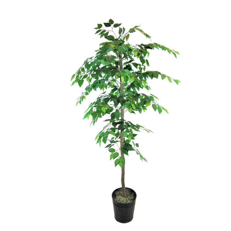 6&#39; Artificial Ficus Tree in Metal Container Green - LCG, 1 of 10