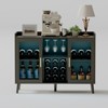 Modern Wine Bar Cabinet with LED Lighting, Wine Racks & Glass Holders, Glass Doors, Freestanding Sideboard - 3 of 4