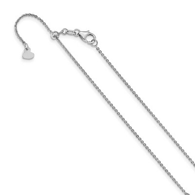 Black Bow Jewelry 1.25mm 14k White Gold Adjustable Flat Cable Chain Necklace