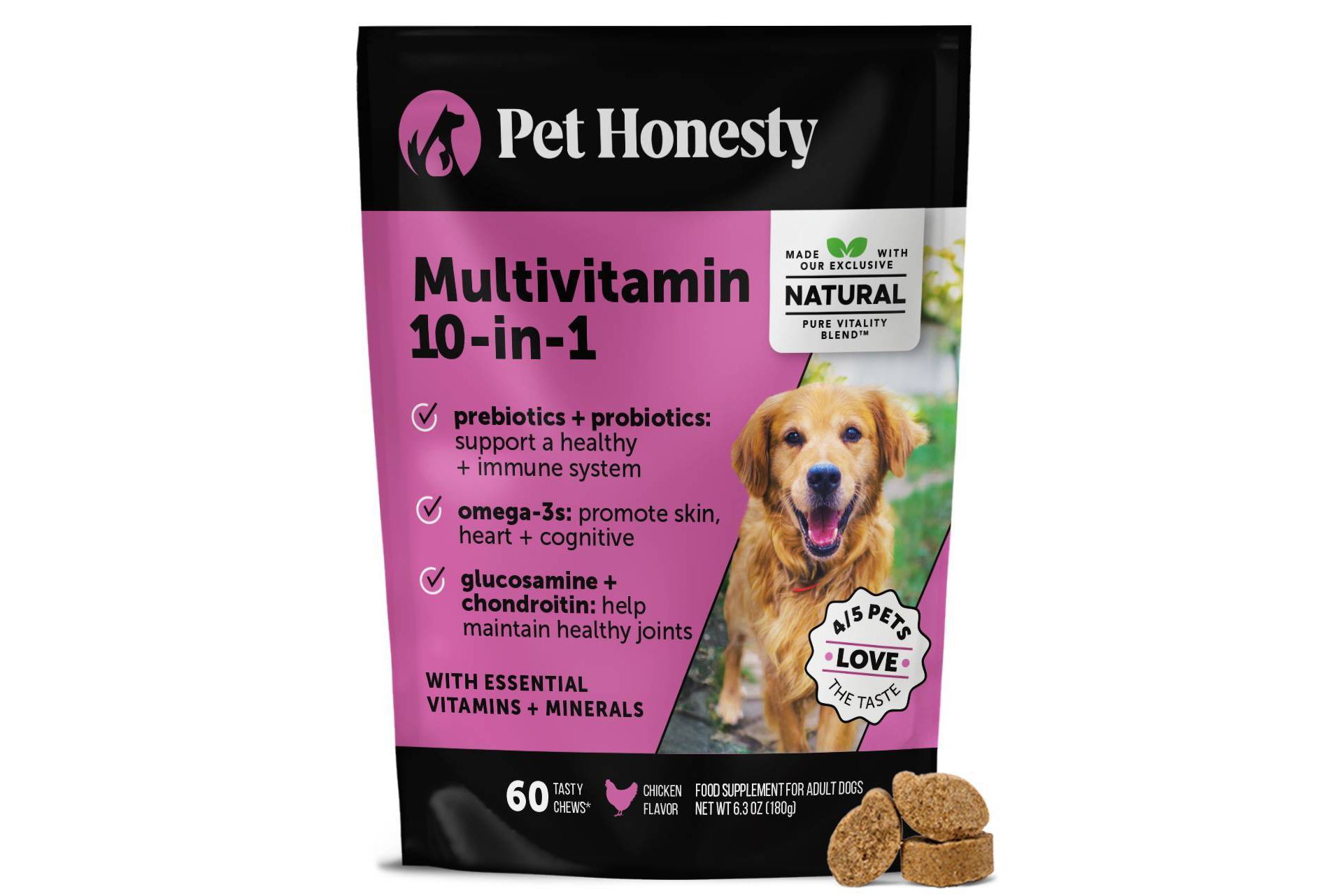 Pet Honesty Multivitamin 10-in-1 Chicken Flavor Supplement for Dog - 60ct
