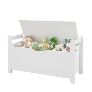 TopComfy Decorative Storage Cabinets Toy Chest with Flip Top Lid and Safety Hinge for Kids Room Nursery, White, 35"*15"*19.3" - 1 of 4