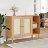 CLIHOME Rattan Look Sideboard, Solid Pine, Bedside Table With Storage, Bedside Table Sideboard for Bedrooms - 2 of 4