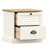 vidaXL VIGO White Bedside Cabinet - Solid Pine Wood Nightstand with Shutter Design, Metal Knobs and Storage Drawers for Bedroom/Living Room - 4 of 4
