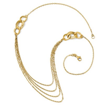 Black Bow Jewelry 14k Yellow Gold Italian 4 Strand Cable Chain Necklace, 18 Inch