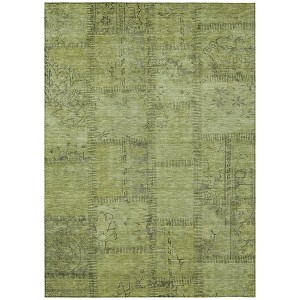 Fern Green And Artichoke Green Patchwork Washable Indoor Outdoor Area Rug - 1 of 4