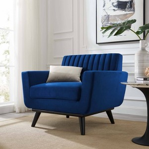 Engage Channel Tufted Performance Velvet Armchair Navy - Modway: Plush, Stain-Resistant & Rubberwood Legs - 1 of 3