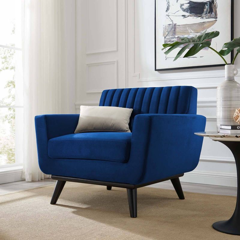 Engage Channel Tufted Performance Velvet Armchair Navy - Modway, 3 of 4