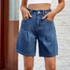Womens Jean Shorts High Waisted Trendy Stretchy Denim Shorts Summer Casual Cutoff Loose Fit Wide Leg Long Shorts - 2 of 4