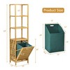 Costway Bathroom Tilt-out Laundry Hamper Bamboo Tower Hamper w/3-Tier Shelves - image 2 of 4