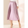 INSPIRE CHIC Women's Party Elastic Waist Metallic Shiny Accordion Pleated Midi Skirt - 2 of 4