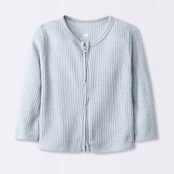 Baby Basic Waffle Zip-Up Layering Sweatshirt - Cloud Island™ Gray