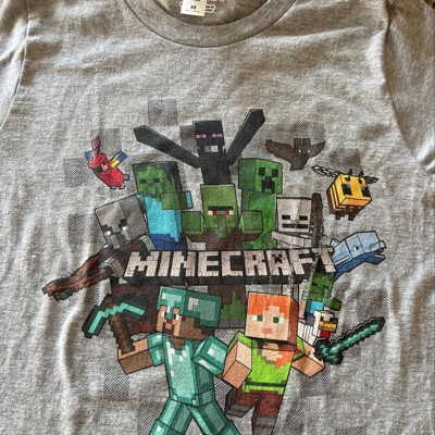 Boy's Minecraft Character Collage T-shirt - Athletic Heather - Medium ...