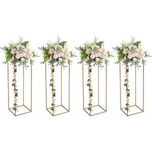 4 Pack Tall Acrylic Vase Wedding Centerpieces Clear Flower Stand Column Geometric Floral Vase 80cm - 1 of 4