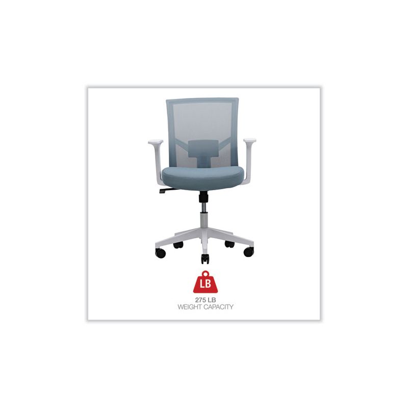 Workspace by Alera Mesh Back Fabric Task Chair, Supports Up to 275 lb, 17.32" to 21.1" Seat Height, Seafoam Blue Seat/Back, 5 of 8