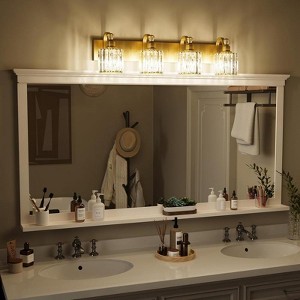 3 lamp Gold Modern Crystal Bathroom Vanity Lamp with 3/4/5/6 Lights for Bathroom, Bedroom, and Indoor Use - 1 of 4