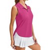 Pinspark Women Golf Shirts Sleeveless UPF 50+ Tennis Polo V-Neck Quick Dry Athletic T Shirt 1/4 Zip Collar Workout Tank Top - 3 of 4