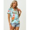 Allegra K Women's Hawaiian Floral Leaves Printed Short Sleeve Button Down Vintage Shirt - 3 of 4