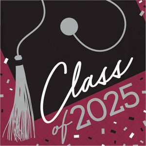 Creative Converting Class of 2025 Graduate Burgundy Red Paper Napkins 108ct - 1 of 3