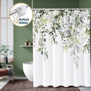 LunaLulinlk Green Shower Curtain with Hooks – Heavy-Duty Mold/Mildew-Resistant - 1 of 4