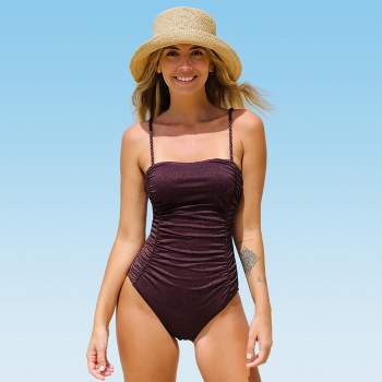Women's Square Neck Shiny One Piece Swimsuit - Cupshe