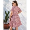 BLUEMING Plus Size Womens Dresses V Neck Floral Flutter Sleeve Midi Surplice Dress Waist Belted Floral Tie Waist Dress Bell Sleeve Dress Flowy Dress - 2 of 4