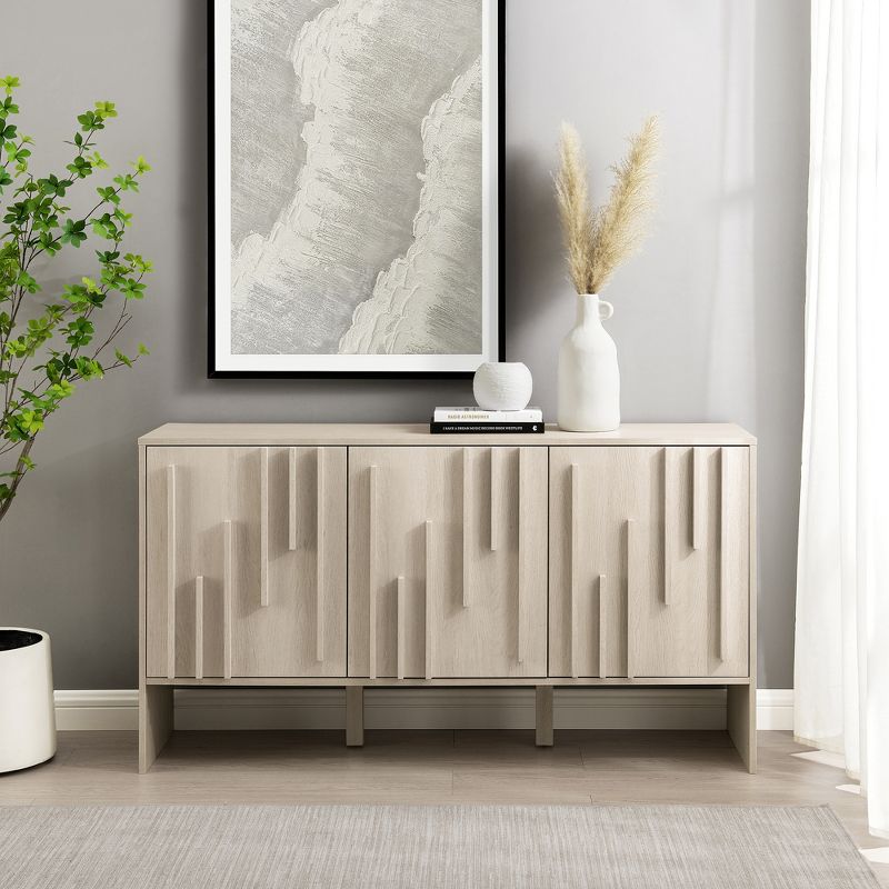 Modern Staggered Vertical Accent 3 Door Sideboard - Saracina Home, 4 of 10