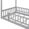 CAVINAS Twin Size Bed Frame, Wood Bed House Bed Frame with Fence, House-Shaped Floor Bed for Kids, Teens, Girls, Boys, Floor Platform Bed - 4 of 4