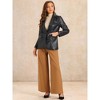 Allegra K Women's Faux Leather Long Sleeve Lapel Collar PU Moto Biker Jacket - image 4 of 4