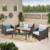 Christopher Knight Home Antibes Outdoor Wicker 4 Seater Chat Set with Cushions, Gray/Light Gray - 2 of 4