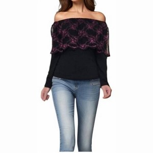 Women's Paula Off Shoulder Lace Top - VaVa - 1 of 3