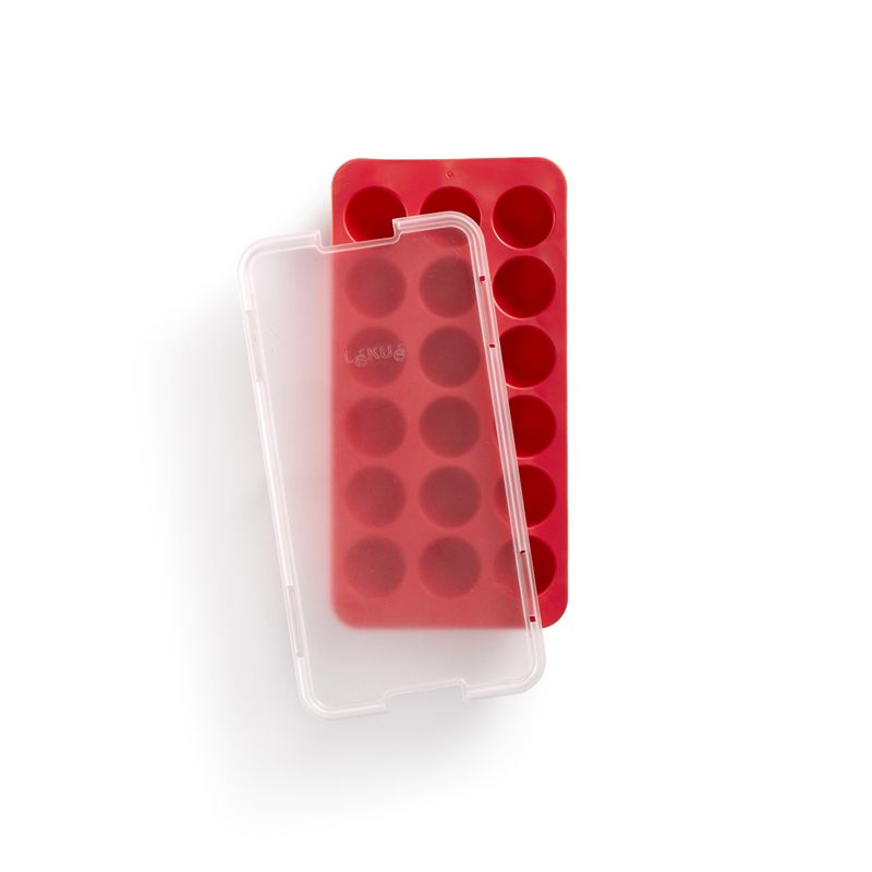 Lekue Round Shapes Silicone Ice Cube Tray, Red, 2 of 5