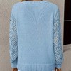 Womens V Neck Tops Lace Knit Long Sleeve Casual Pullover Sweater Top - 3 of 4