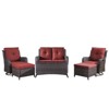 Gymojoy 6 Piece Outdoor Wicker Loveseat Sofa with Patio Swivel Glider Chairs with Coffee Table and Ottoman Sets - 2 of 4