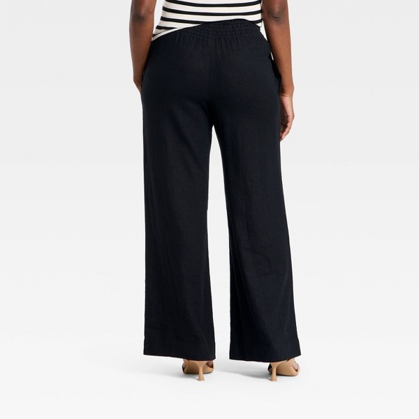 Pantalones de lino de tiro alto y pierna ancha con elástico para mujer - A New Day™ 2