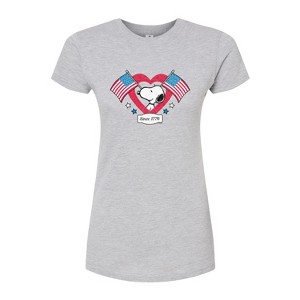 Women's - Peanuts - Snoopy Since 1776 Flag Heart Fitted Graphic T-Shirt - 1 of 3