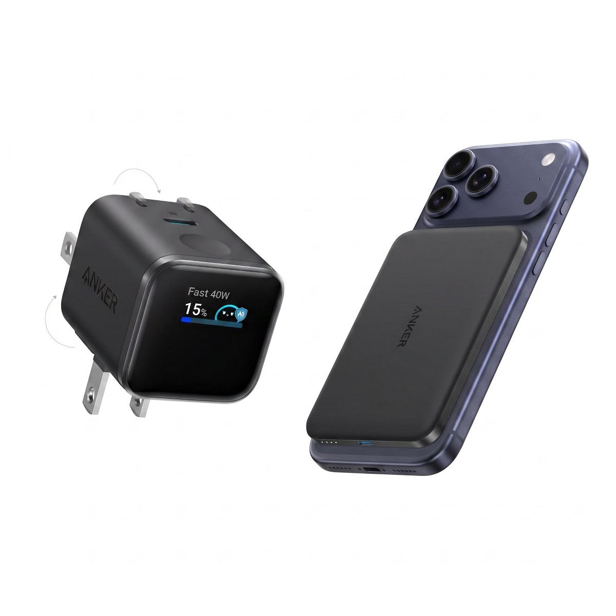 Anker Nano Power Bank (5K, MagGo, Slim) + Anker Nano Charger (45W, Smart Display, 180° Foldable)