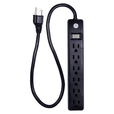 GE 2' Extension Cord with 6 Outlet Power Strip White