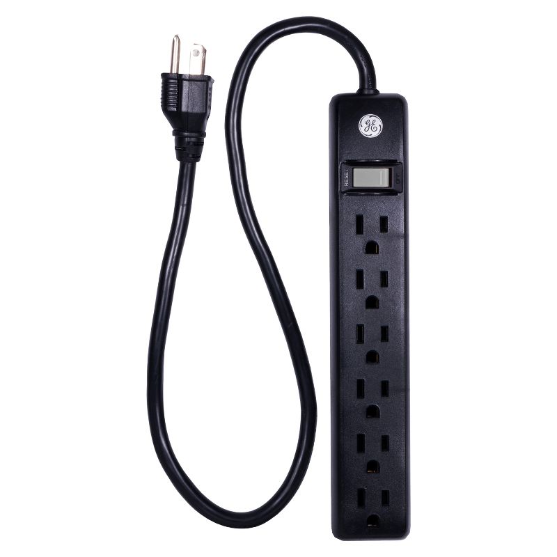 GE 6 Outlet Power Strip Black/White, 1 of 8