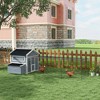 PawHut 11' x 5' x 3.5' Wooden Chicken Coop with Nesting Box, Run, Pull-out Tray, Perches for 2-4 Chickens, Duck, Dark Gray - 3 of 4