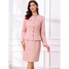 INSPIRE CHIC Women's Office Suit Tweed Peplum Collarless Button Down Blazer and Midi Skirt Sets 2 Pcs - 4 of 4