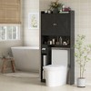 HOMCOM Over the Toilet Storage Cabinet, Farmhouse Above Toilet Bathroom Organizer with Barn Doors, Adjustable Shelf, Toilet Paper Holder - 3 of 4